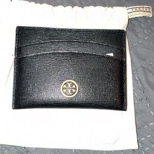 Tory Burch Black Card Case with Gold Logo